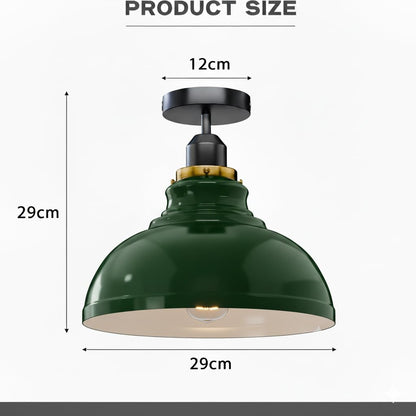 Curvy Metal Shade Ceiling Light, Semi Flush Mount Fixture, E26 Black Holder
