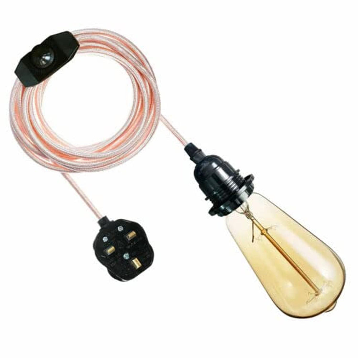 2m Plug in Pendant Light Fabric Cable  E27 Socket~4101