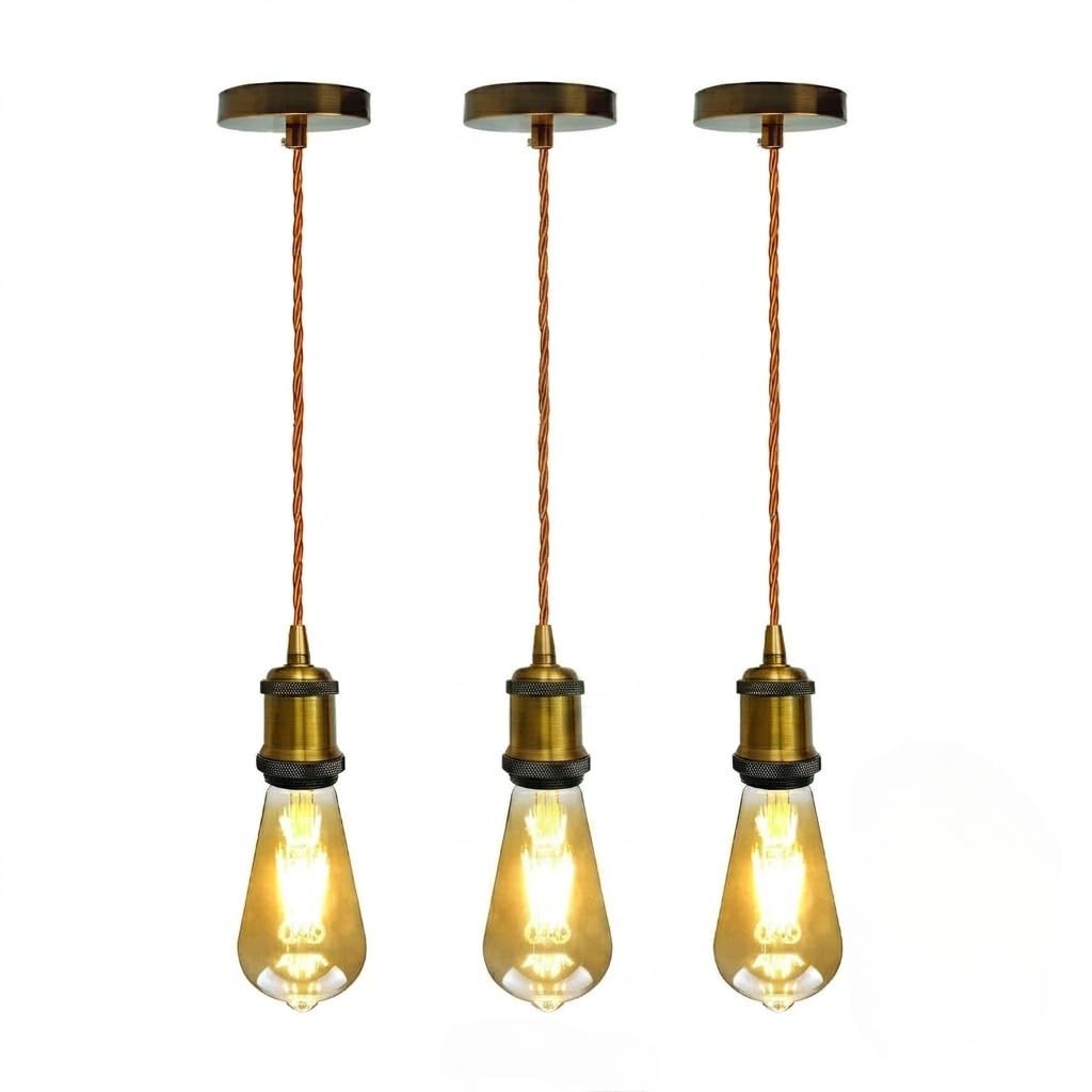 Vintage E27 Pendant Light 2m Cable 3 Pack~4087