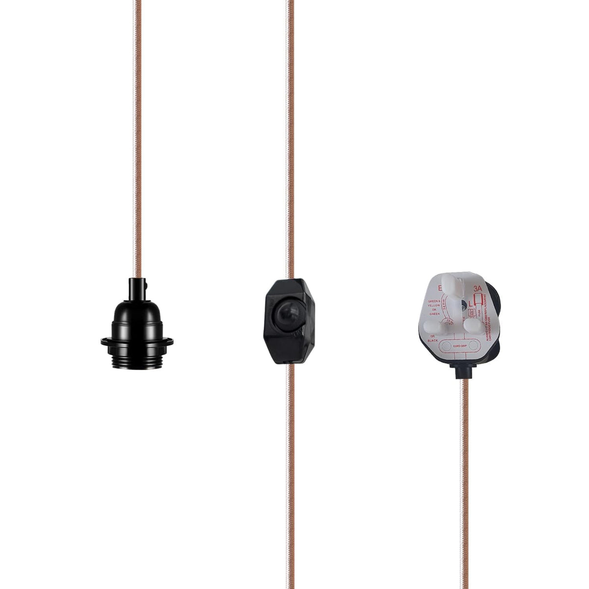 2m Plug in Pendant Light Fabric Cable  E27 Socket~4101