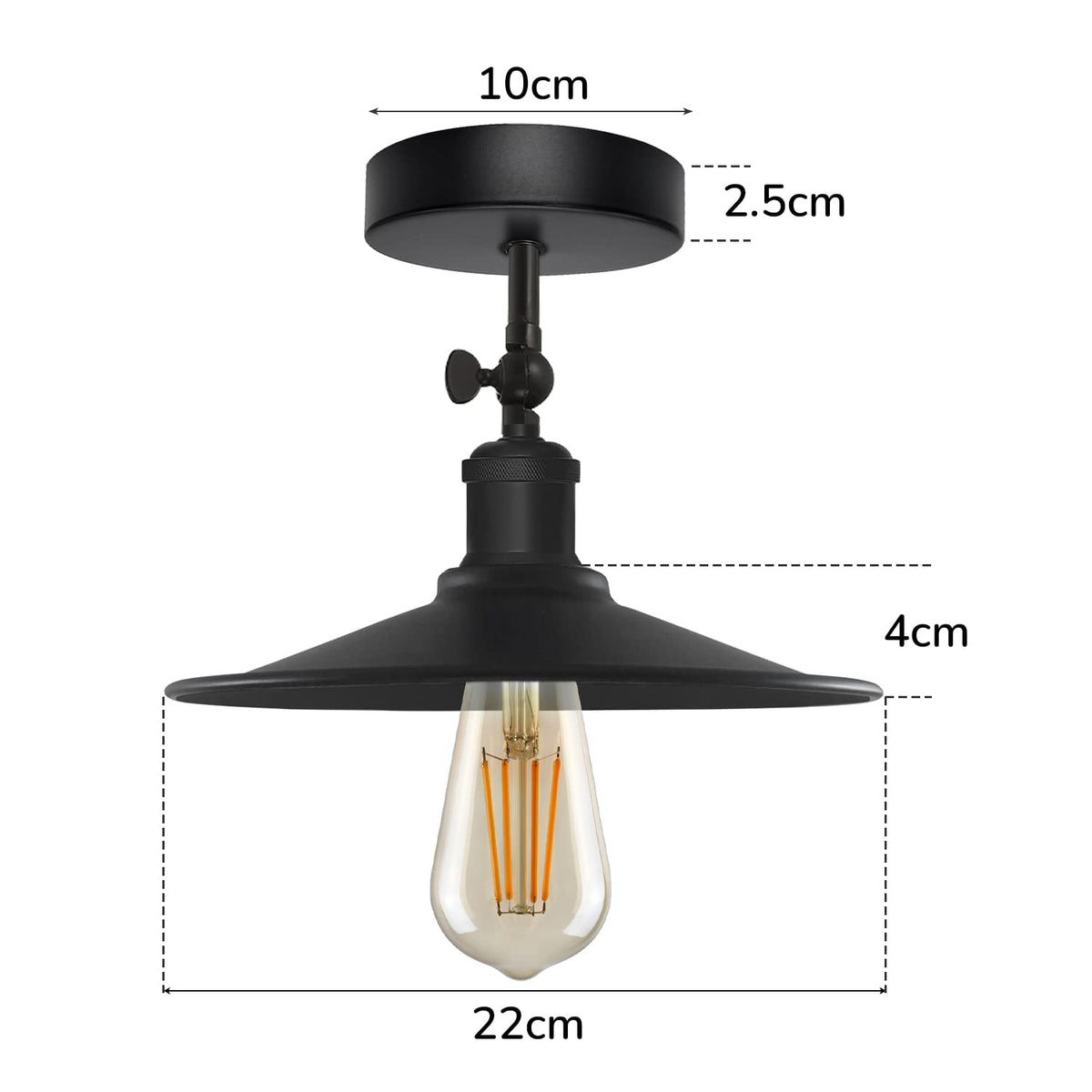 Retro E27 Base Adjustable Metal Ceiling Light~4046