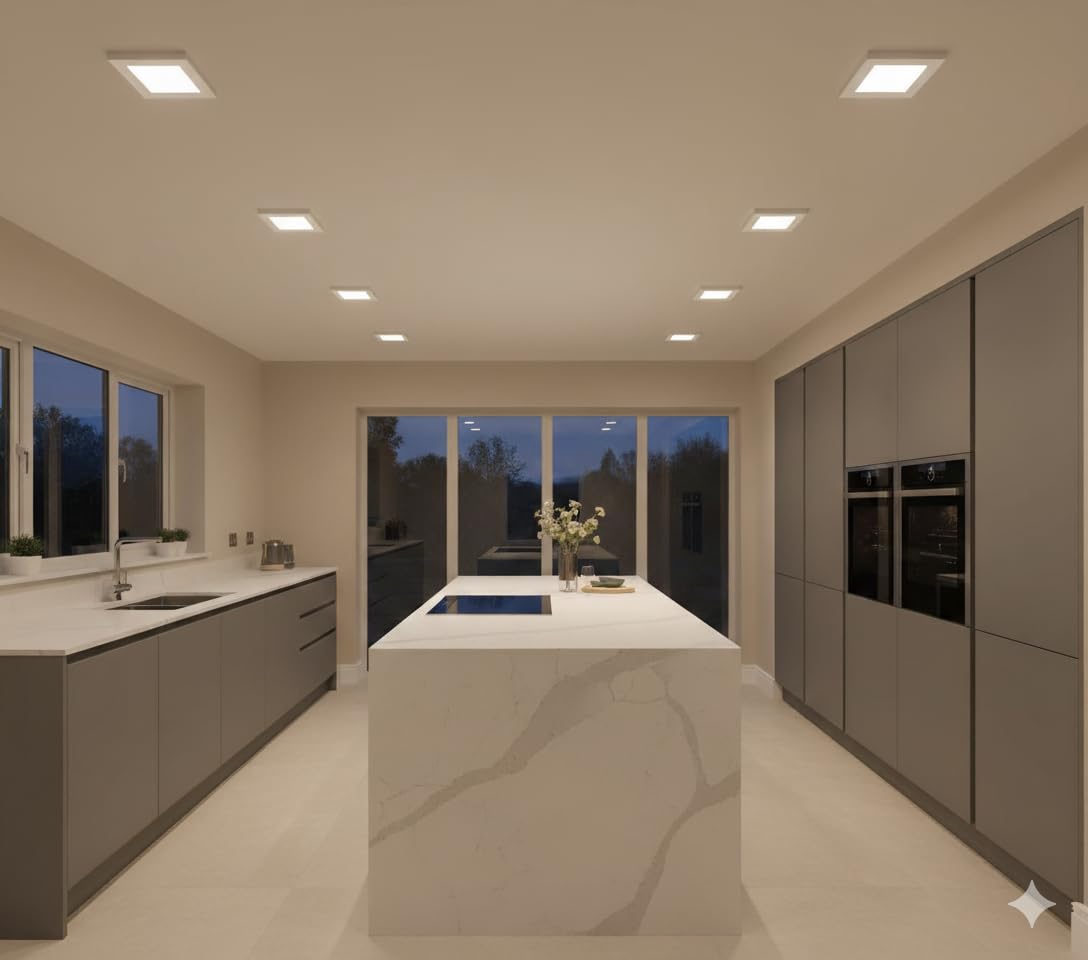 Vintage 5W Square LED Ceiling Panel Light, 6000K, 5 Pack~4218