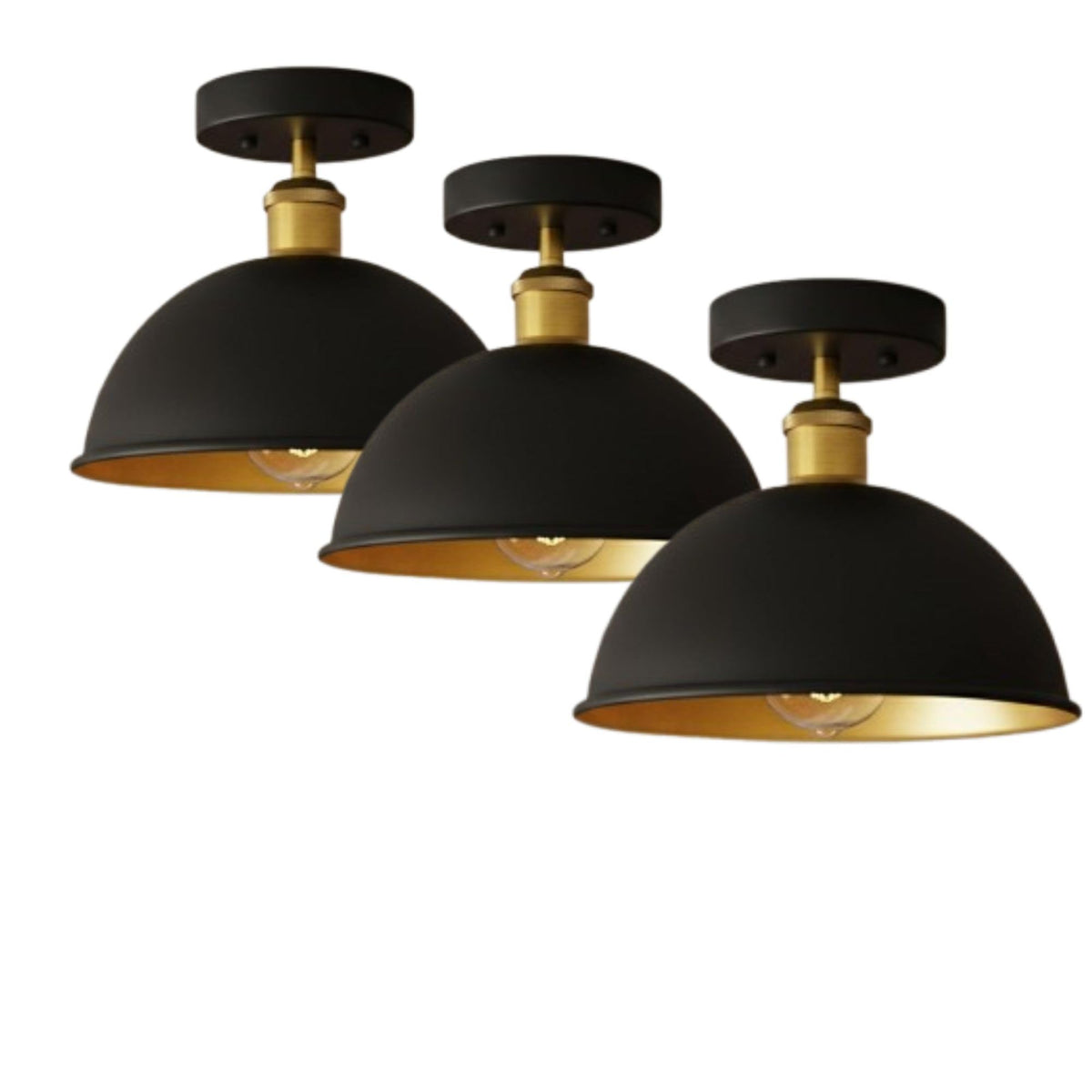 3 Pack Industrial Semi Flush Mount E27 Ceiling Light~4088