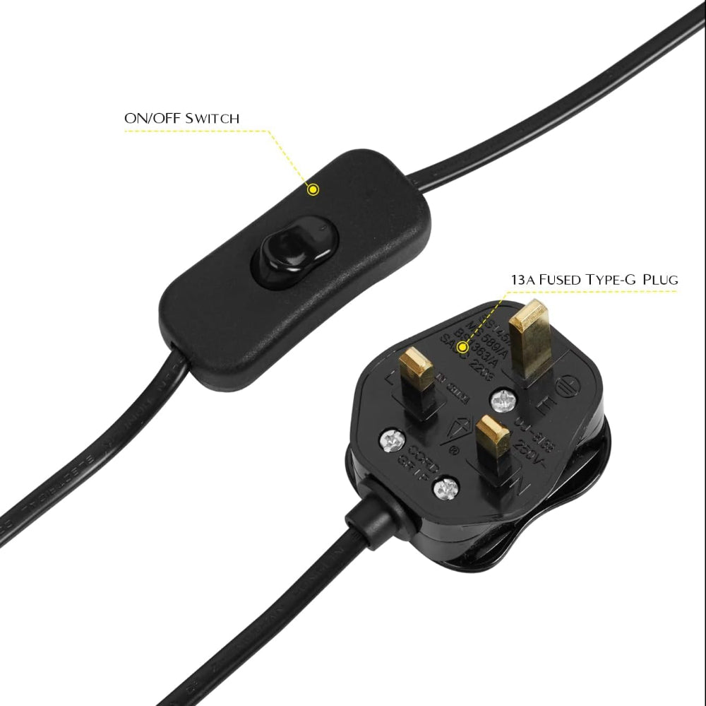 2m plug-in cable and E27 bulb