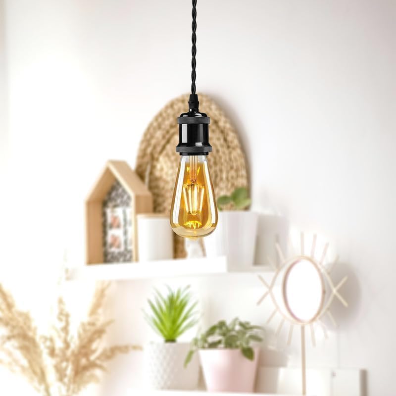 2 Pack E27 Pendant Light 1m Twisted Cable~4139