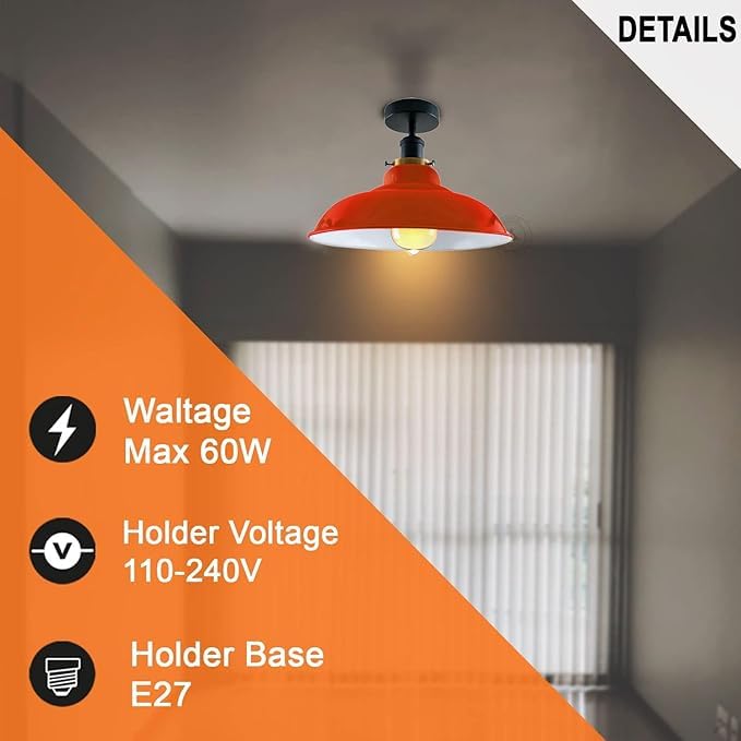 Flush Mount Ceiling Light Metal 32cm Light Shade~4125