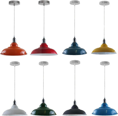 Semi Curvy Pendant Light Retro  E27 32cm Metal Shade~4138