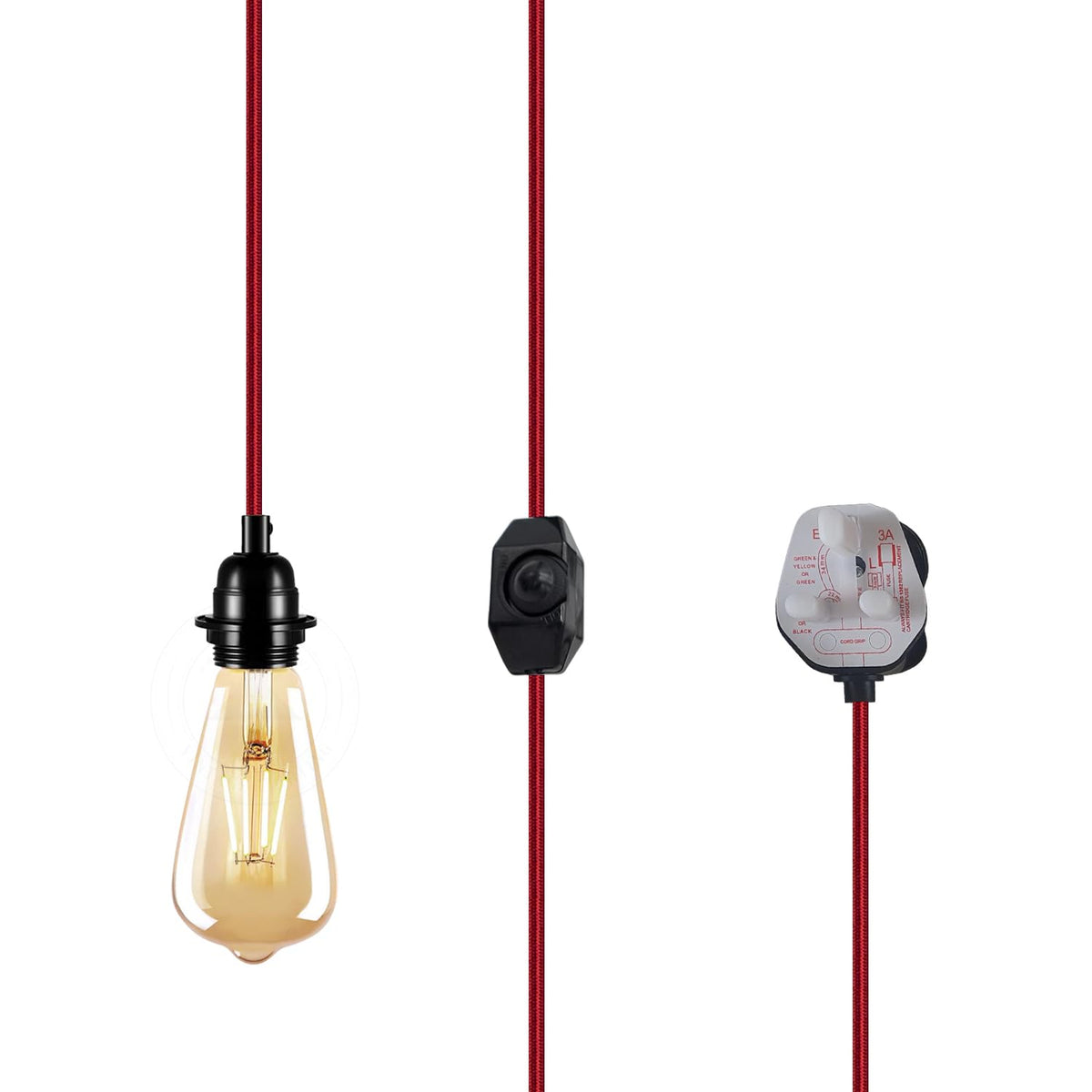 2m Plug in Pendant Light Fabric Cable  E27 Socket~4101