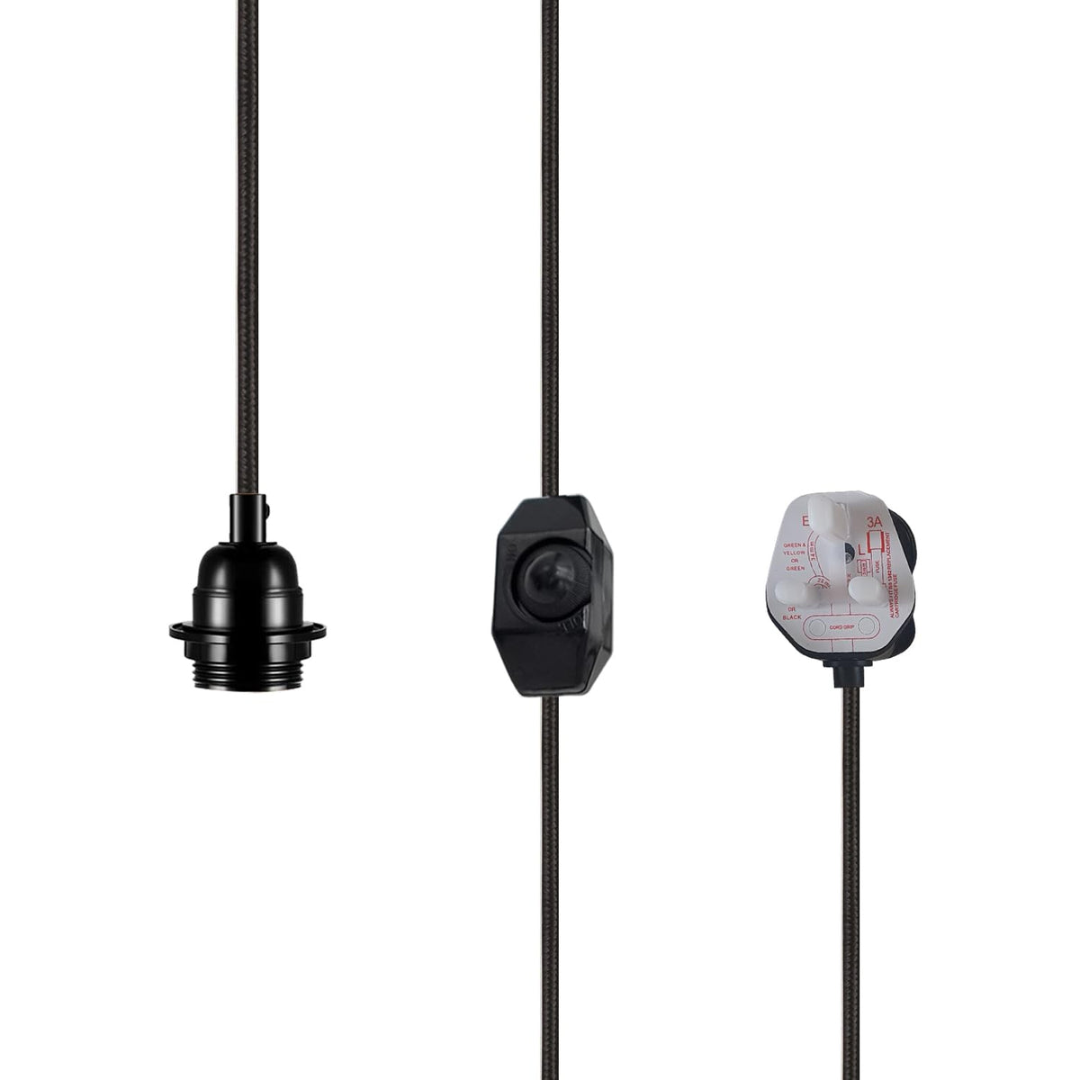2m Plug in Pendant Light Fabric Cable  E27 Socket~4101