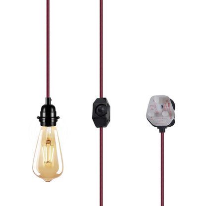 2m Plug in Pendant Light Fabric Cable  E27 Socket~4101