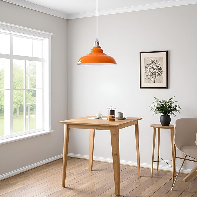 Semi Curvy Pendant Light Retro  E27 32cm Metal Shade~4138