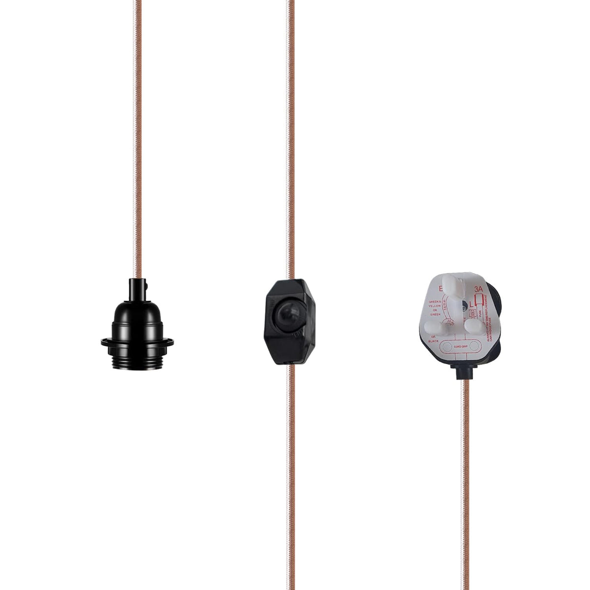 2m Plug in Pendant Light Fabric Cable  E27 Socket~4101