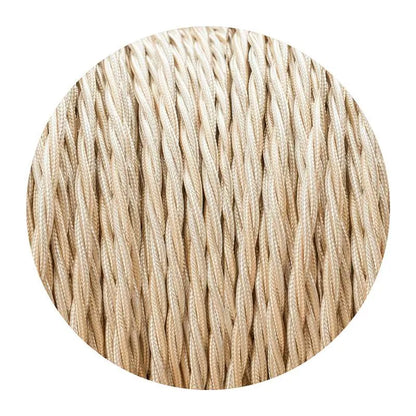 2 Core Twisted 0.75mm Fabric Cord Braided Electric Cable Cream ~1056