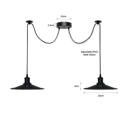 1-5 Way Spider Pendant Light Black Flat Shade Industrial Retro Ceiling Light E27