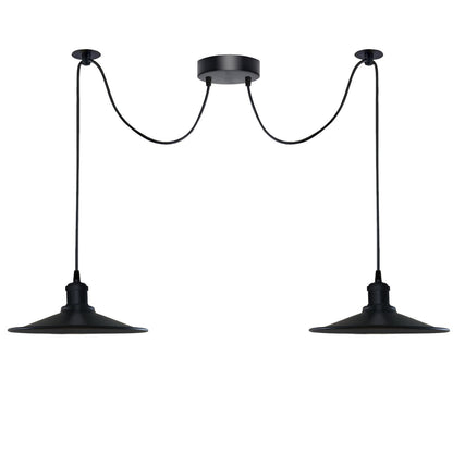 1-5 Way Spider Pendant Light Black Flat Shade Industrial Retro Ceiling Light E27