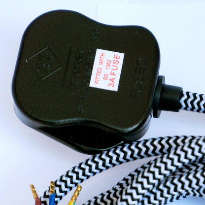 Retro 4m 3 core 0.75 fabric cable Foot switch power cord UK plug for floor lamp ~4229