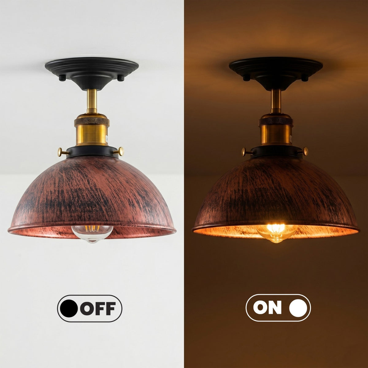 Industrial Ceiling Lights E27 Dome Flush Light Fitting~4090