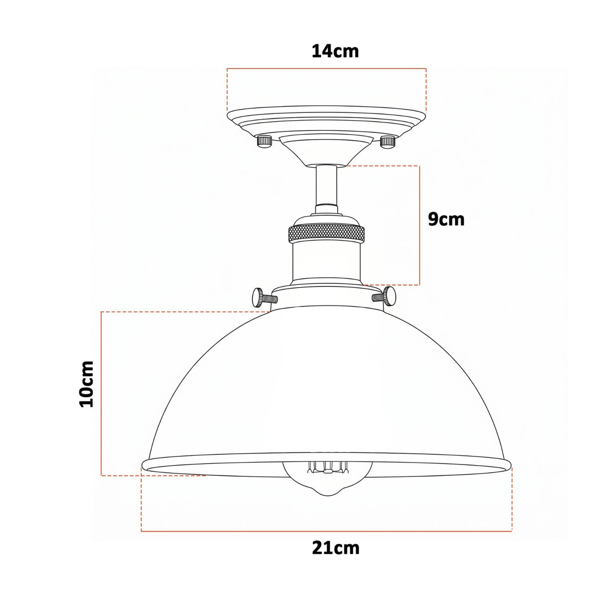 Industrial Ceiling Lights E27 Dome Flush Light Fitting~4090