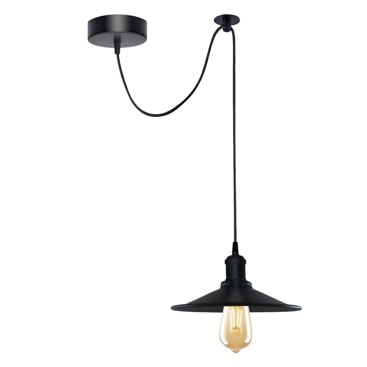 1-5 Way Spider Pendant Light Black Flat Shade Industrial Retro Ceiling Light E27