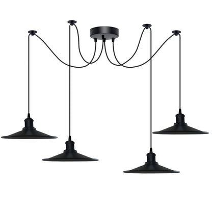 1-5 Way Spider Pendant Light Black Flat Shade Industrial Retro Ceiling Light E27