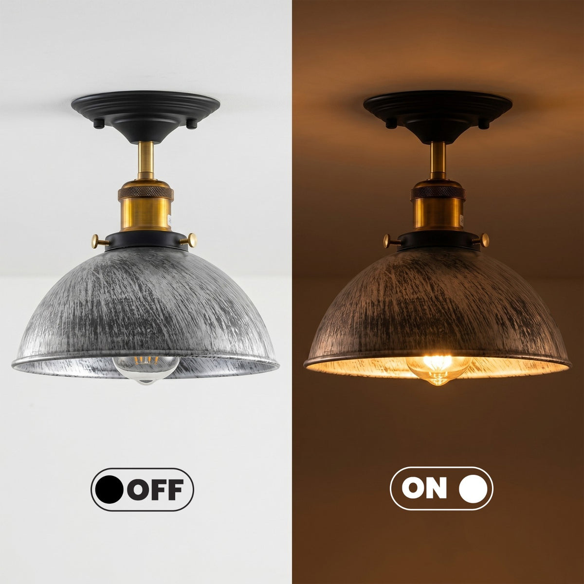 Industrial Ceiling Lights E27 Dome Flush Light Fitting~4090