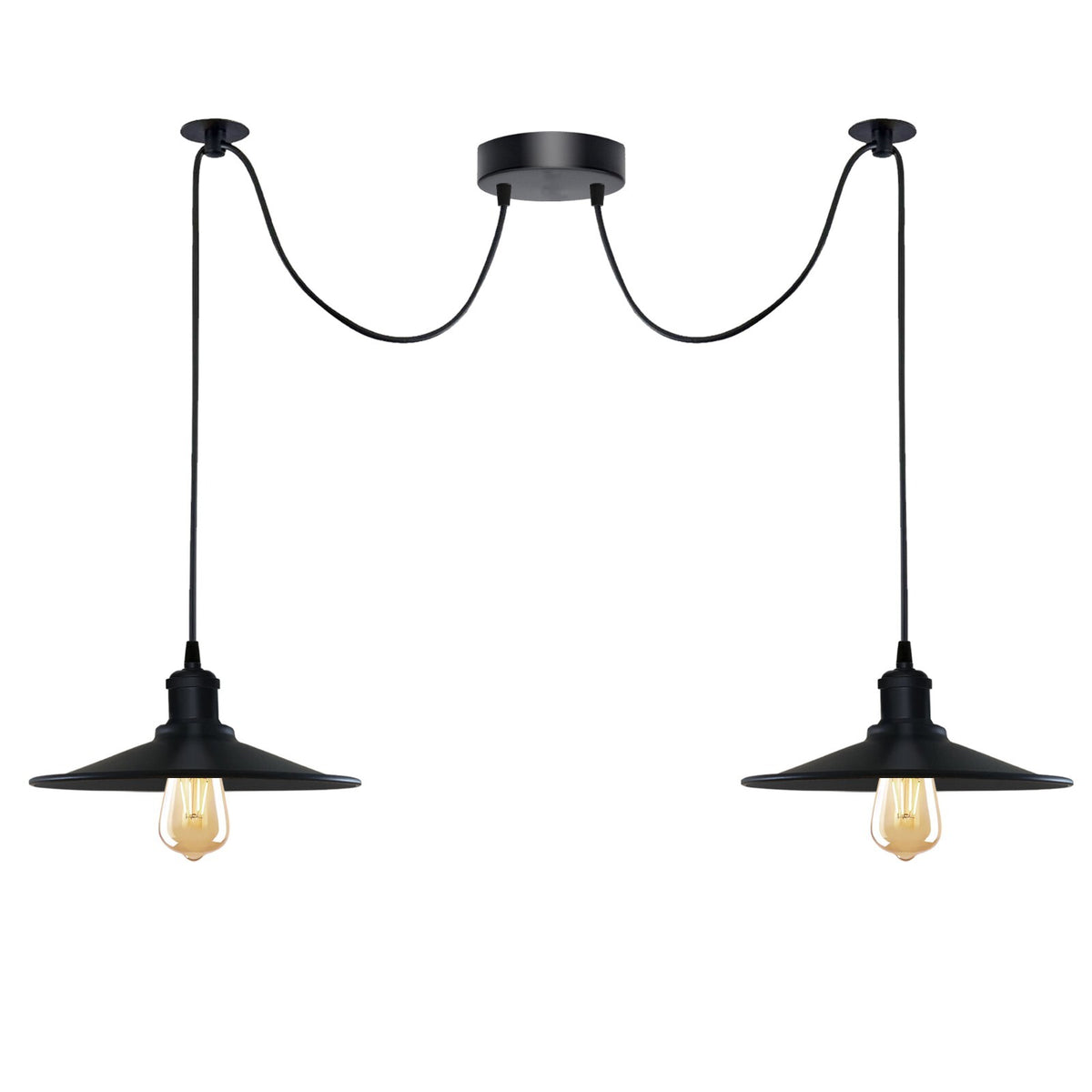 1-5 Way Spider Pendant Light Black Flat Shade Industrial Retro Ceiling Light E27