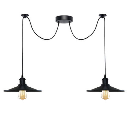1-5 Way Spider Pendant Light Black Flat Shade Industrial Retro Ceiling Light E27