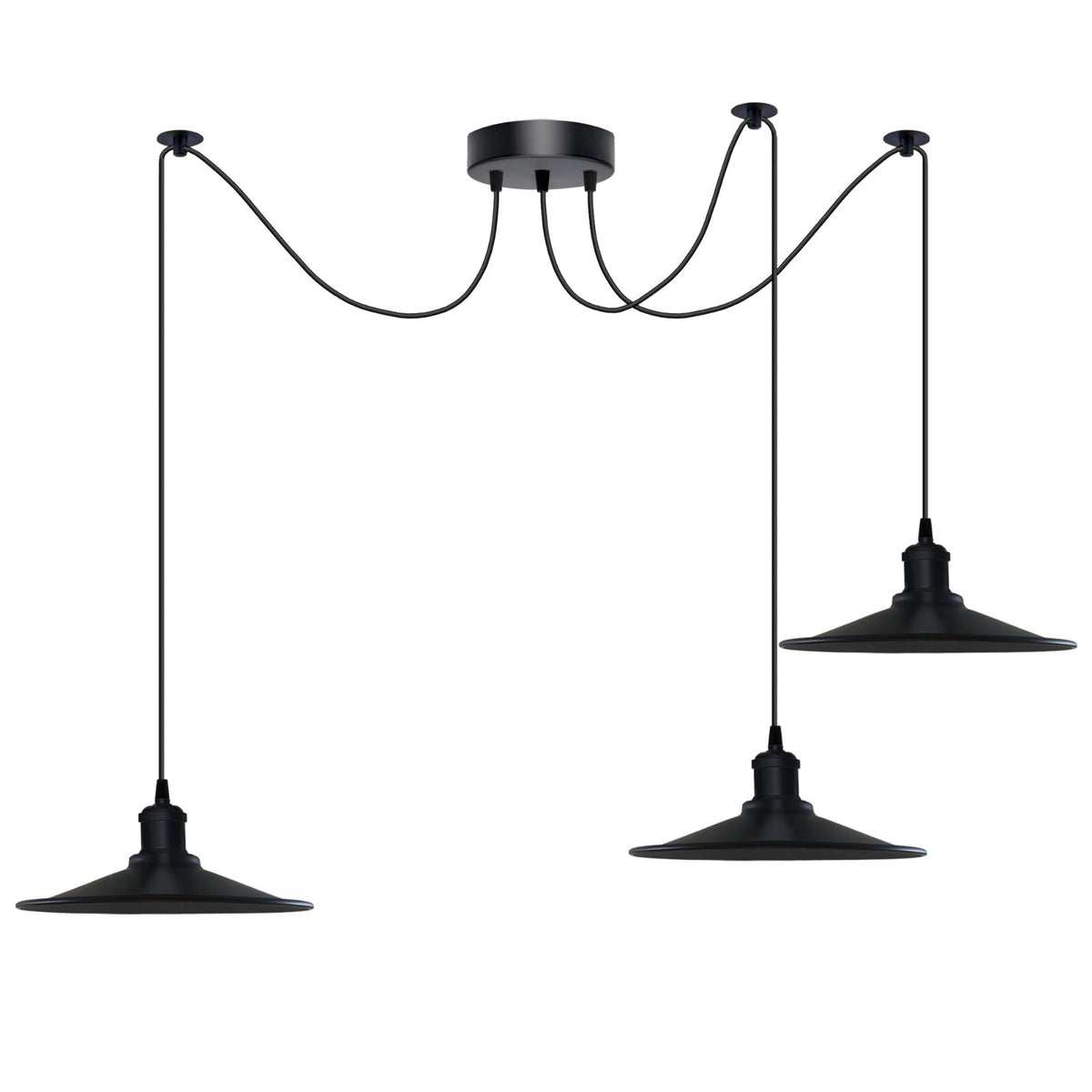 1-5 Way Spider Pendant Light Black Flat Shade Industrial Retro Ceiling Light E27