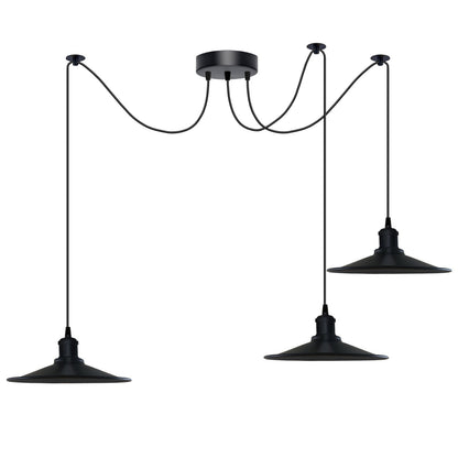 1-5 Way Spider Pendant Light Black Flat Shade Industrial Retro Ceiling Light E27