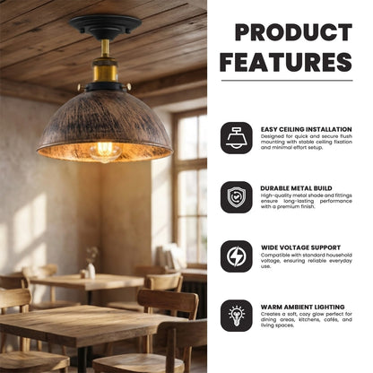 Industrial Ceiling Lights E27 Dome Flush Light Fitting~4090