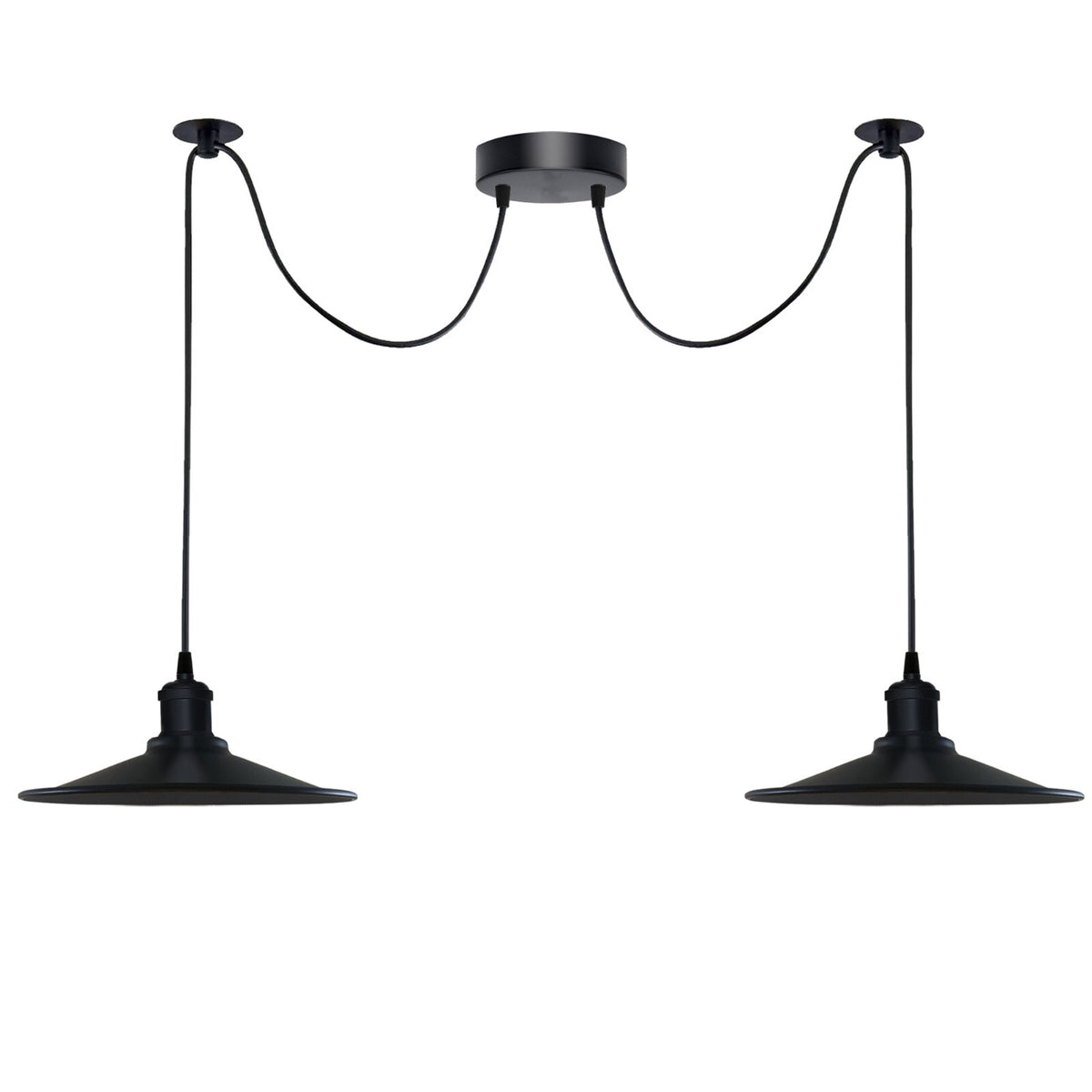 1-5 Way Spider Pendant Light Black Flat Shade Industrial Retro Ceiling Light E27