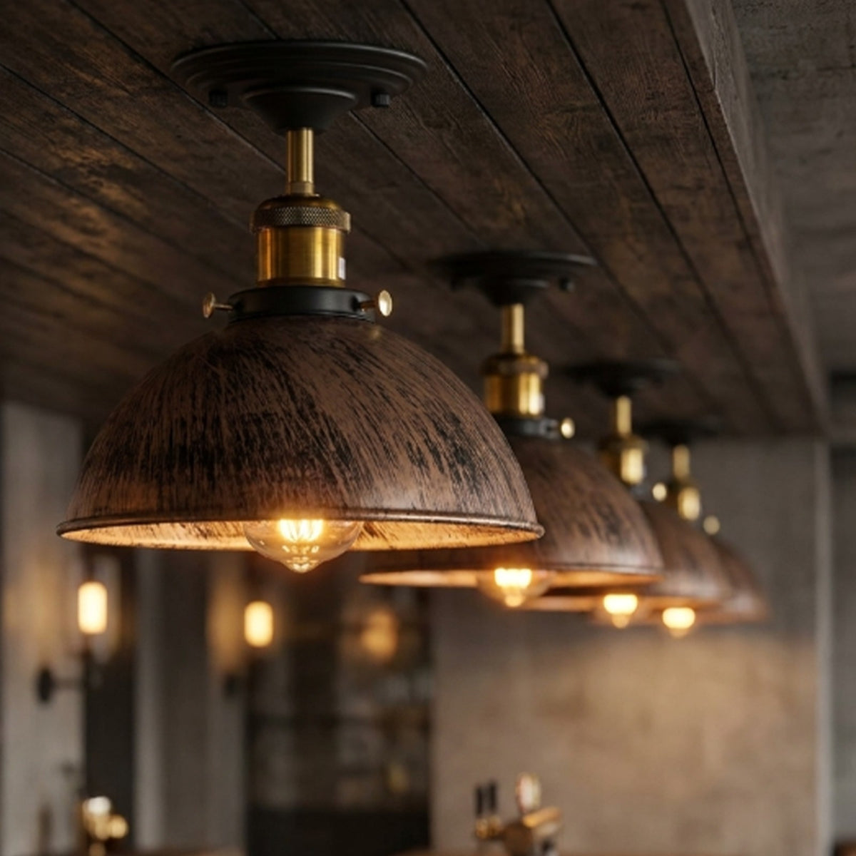 Industrial Ceiling Lights E27 Dome Flush Light Fitting~4090