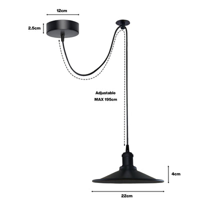 1-5 Way Spider Pendant Light Black Flat Shade Industrial Retro Ceiling Light E27