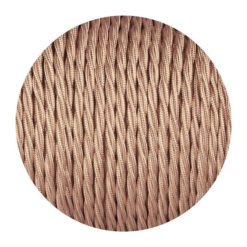 Vintage Rose Gold Twisted Fabric Cable Flex (0.75mm, 2 Core) Exudes Elegance in Every Strand~1053