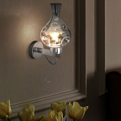 Modern Wall Light with Smoked Glass Chrome Plate & Vase Shape - Application Image 3