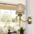 Modern Amber Glass Plate Wall Light with Bell/Mug Shape Lampshade – Ideal for Bedrooms, Hallways, Lounge, Kitchens, and Chic Bar Spaces - Application Image 