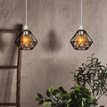 Black Metal Diamond Acrylic Hemp Rose Pendant Light - Application Image 