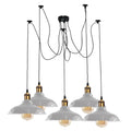 Vintage 5-way spider pendant light with white shades