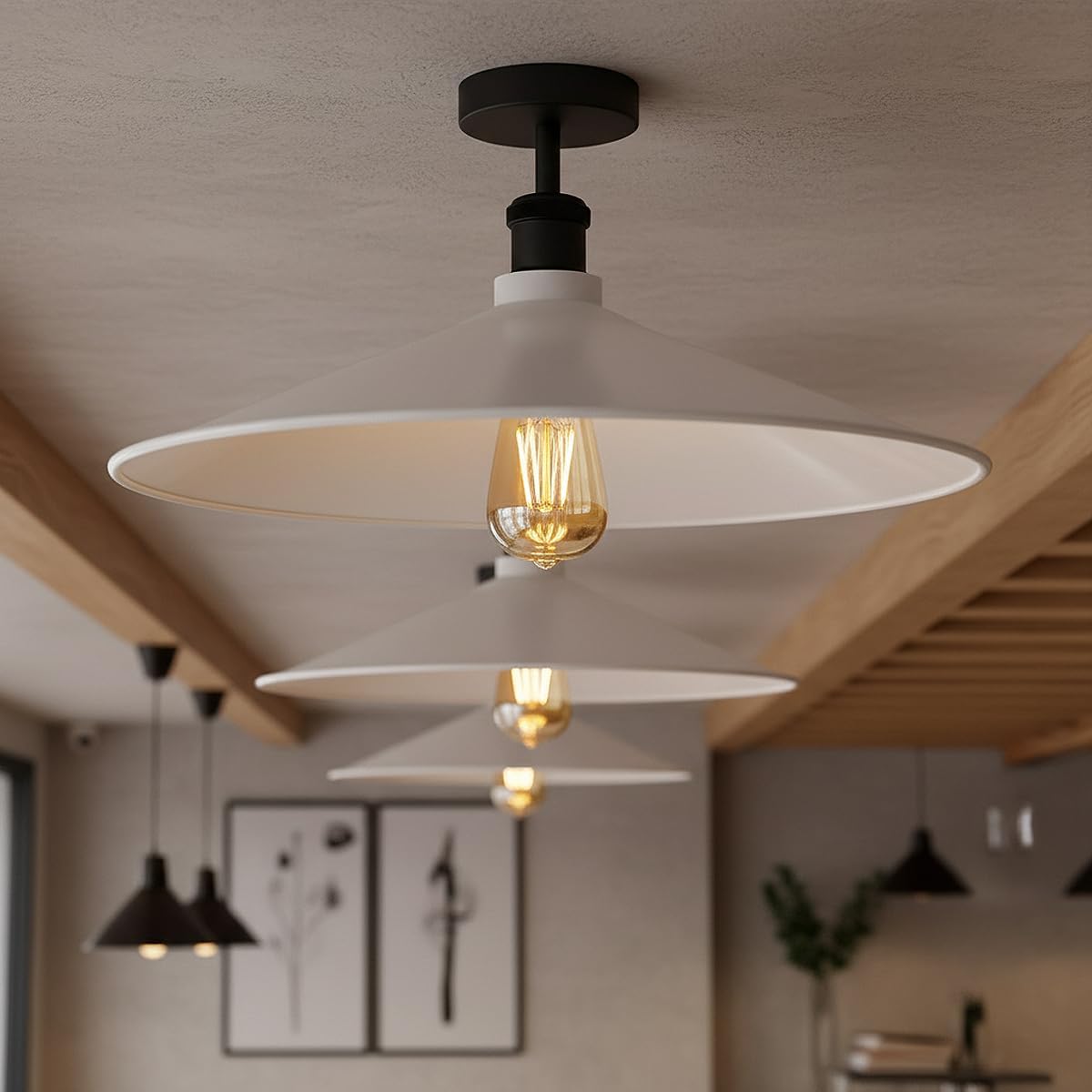 Vintage E27 Semi Flush Mount Metal Ceiling Lights~4069