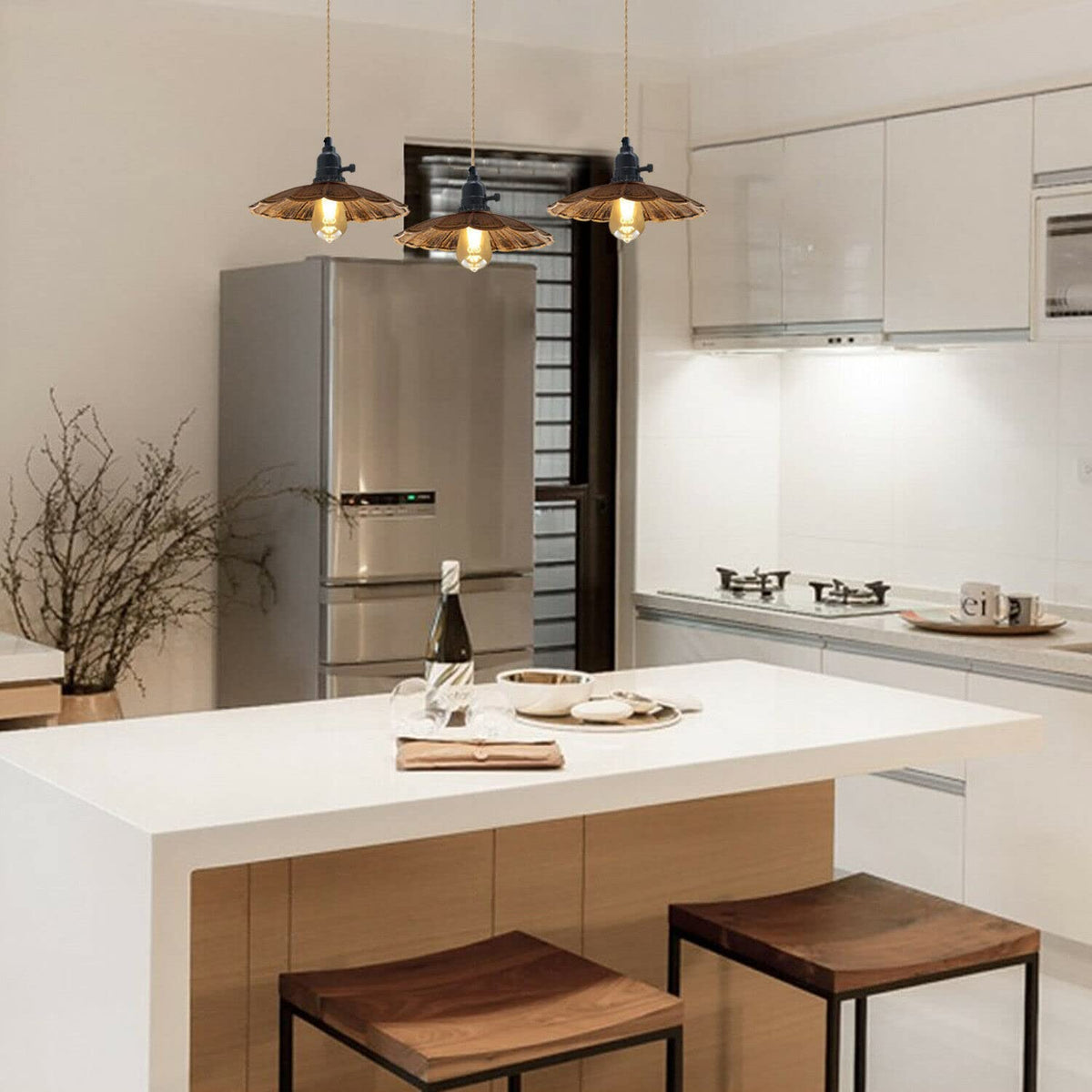 3 Way Pendant Light Triangle Metal Wire Cage~4059