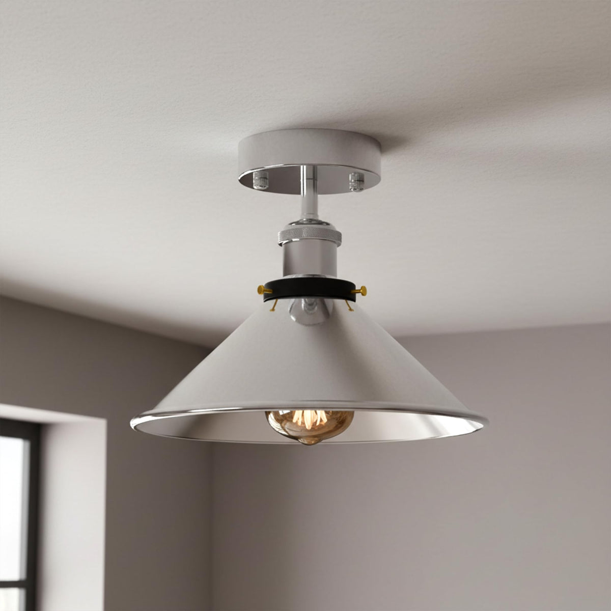 white modern flush mount semi
