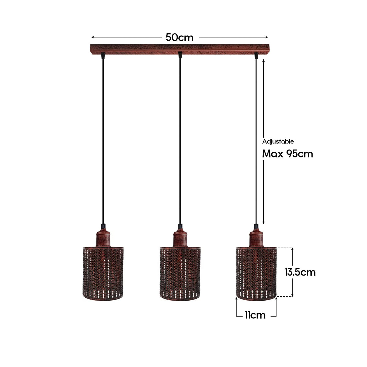 3 Way Pendant Light Triangle Metal Wire Cage~4059
