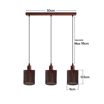 3 Way Pendant Light Triangle Metal Wire Cage~4059