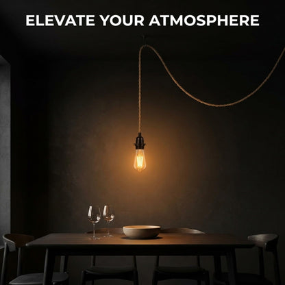 Hemp Rope Light Plug in Pendant Lighting with Bulb~4118