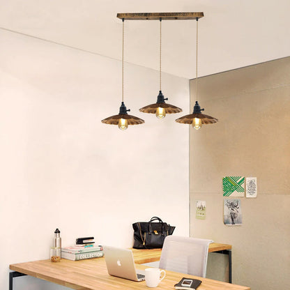 3 Way Pendant Light Triangle Metal Wire Cage~4059