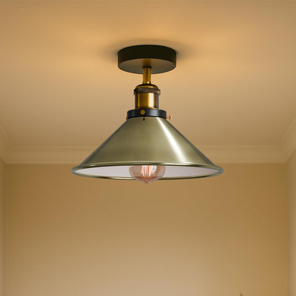 Cone Semi Flush Ceiling Light 22cm E27 with Bulb ~4110