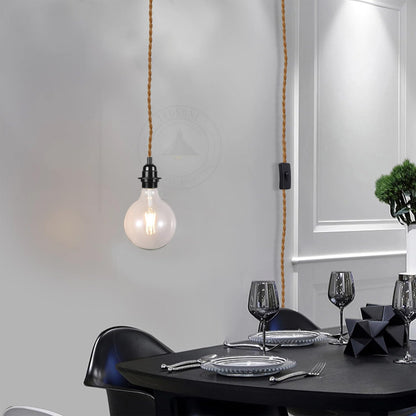 Hemp Rope Light Plug in Pendant Lighting with Bulb~4118