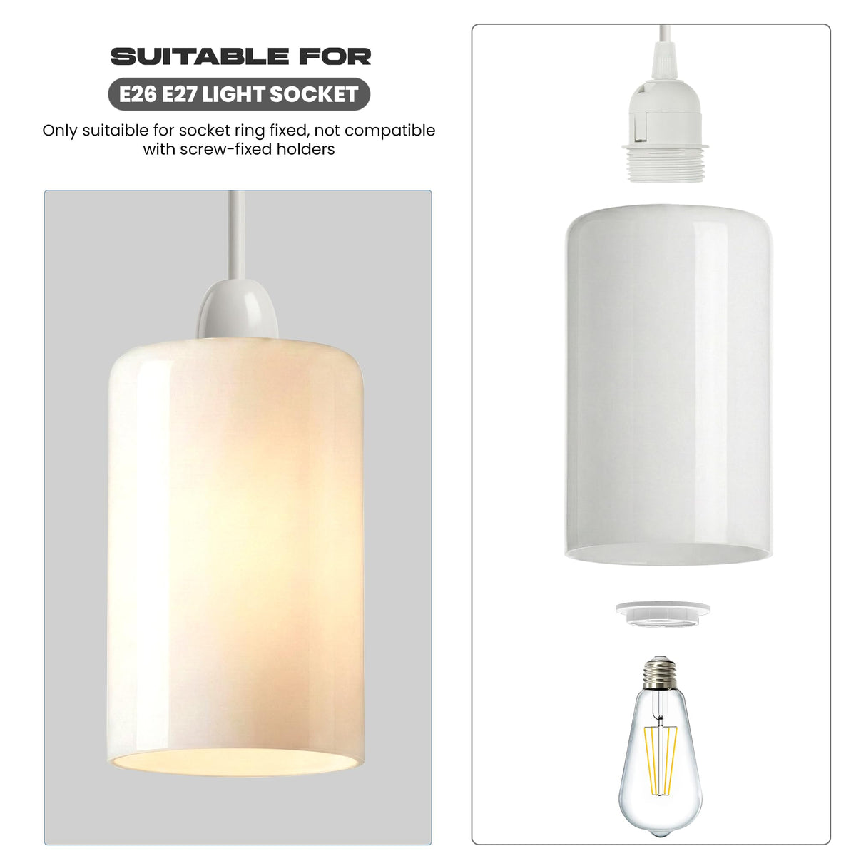 2Pack Glass Lamp Shade E27 Easy Fit Ceiling Pendant~4111