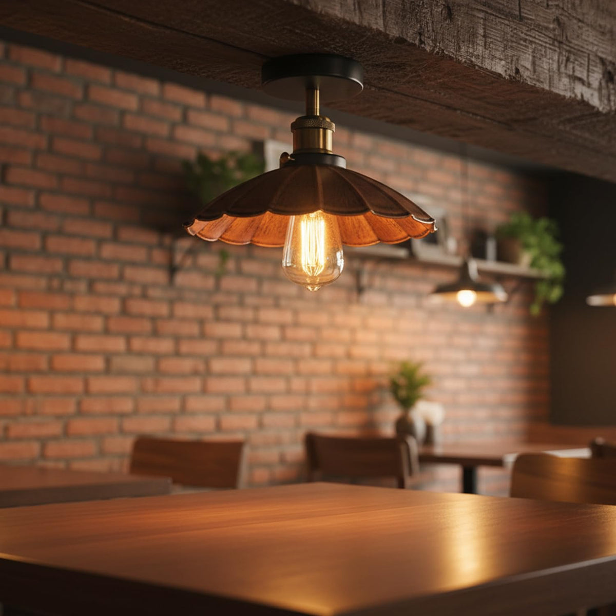 Industrial Semi Flush Light E27 Ceiling Lamp Fixture~4124