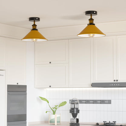 Semi Flush Ceiling Light 22cm Cone Shade E27 with Bulb ~4126